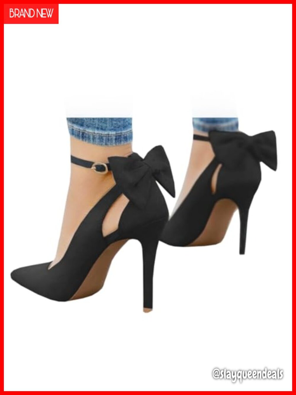 Faux Suede Stiletto Pumps | Pointed Toe Bow Ankle Strap Wedding Heels